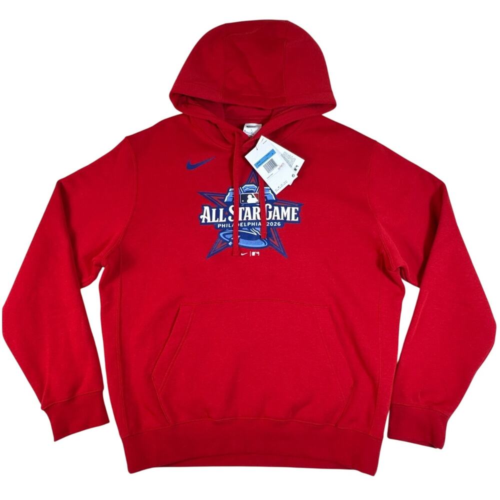 Nike 2026 MLB All-Star Game Philadelphia Red Logo Club Hoodie Men's M NWT